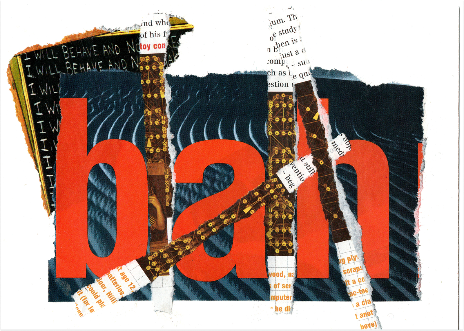 Collage of text in multiple colors