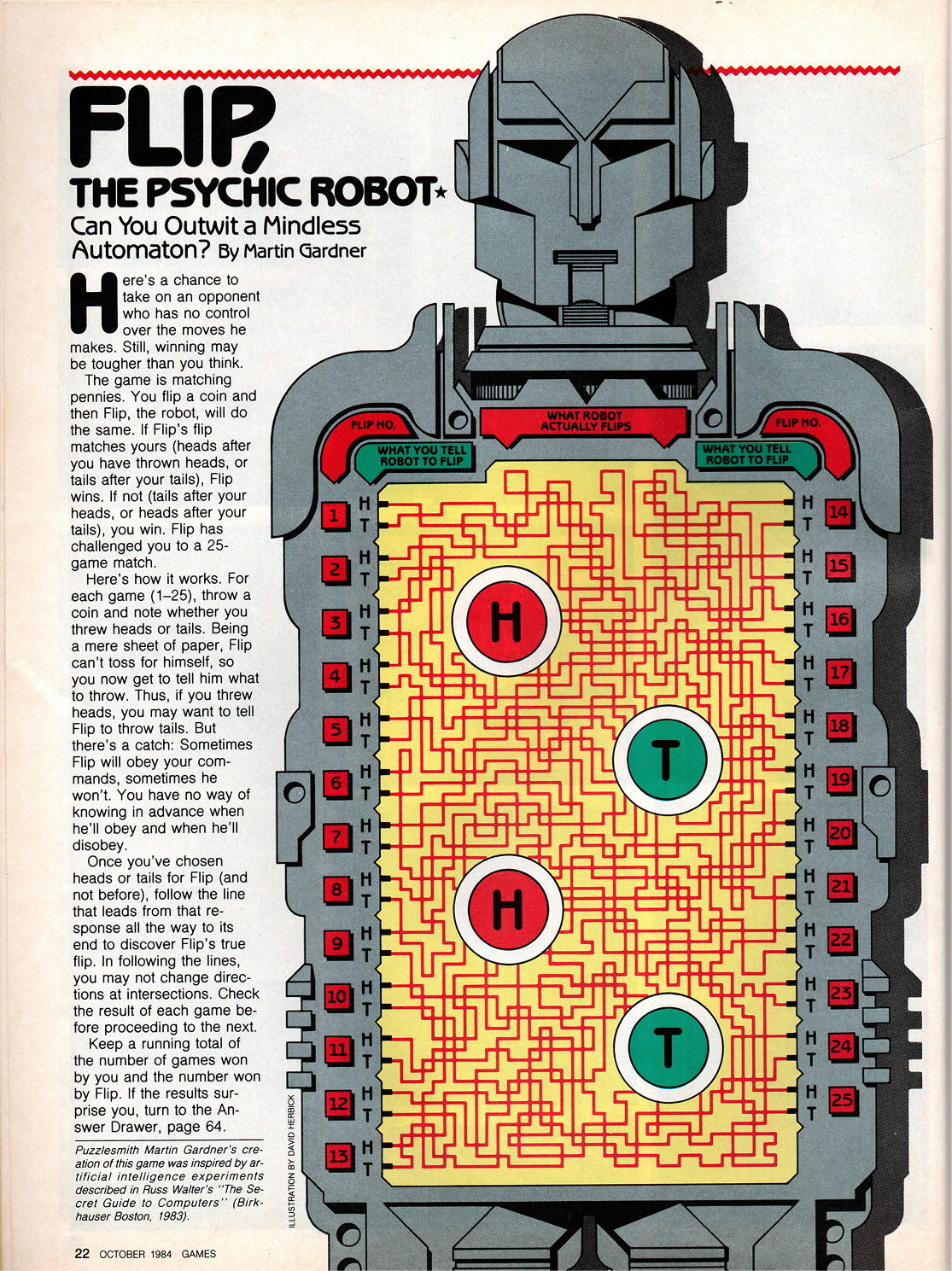 Flip the psychic robot: a game designed to fool