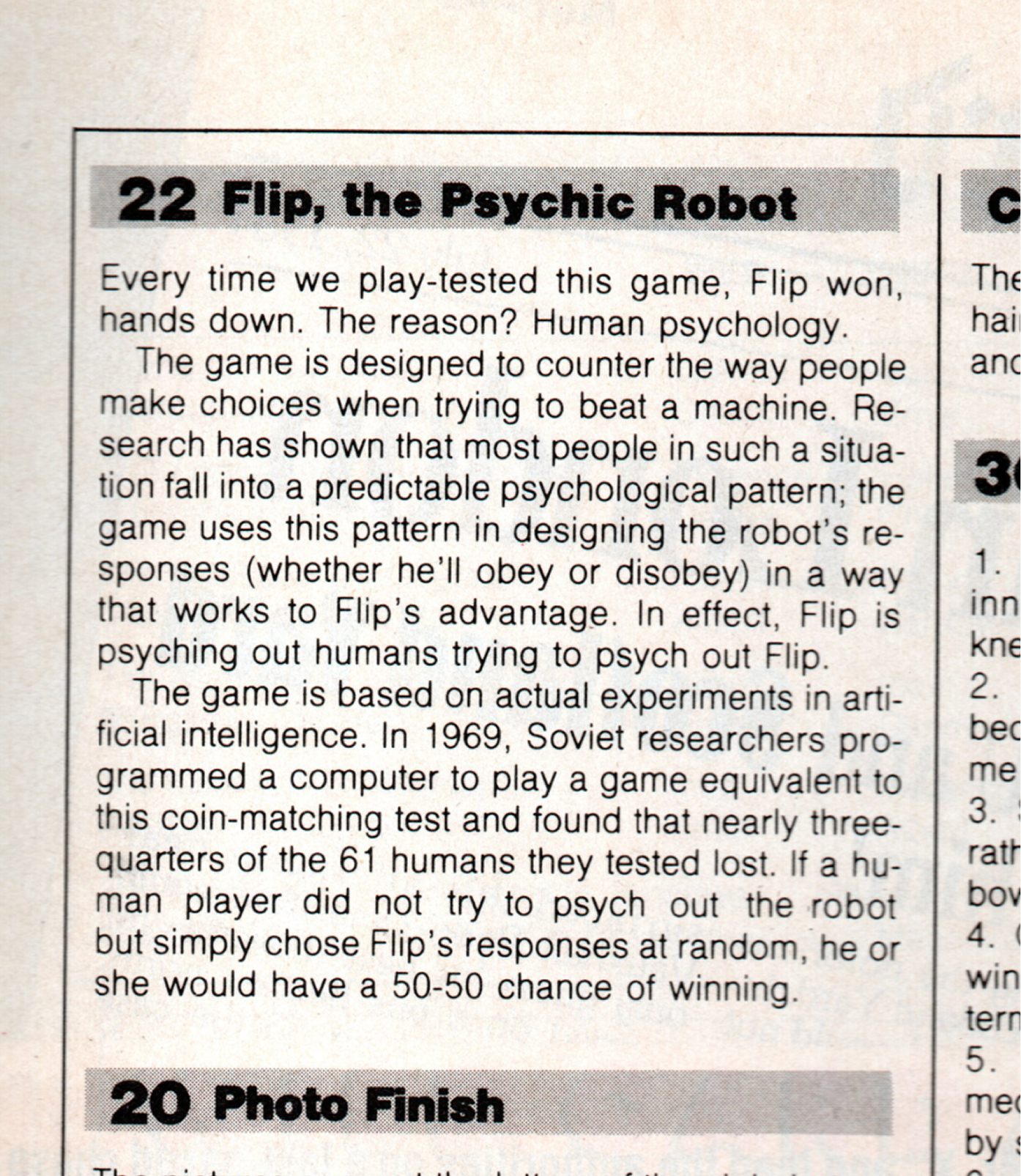 Flip the psychic robot game: answer