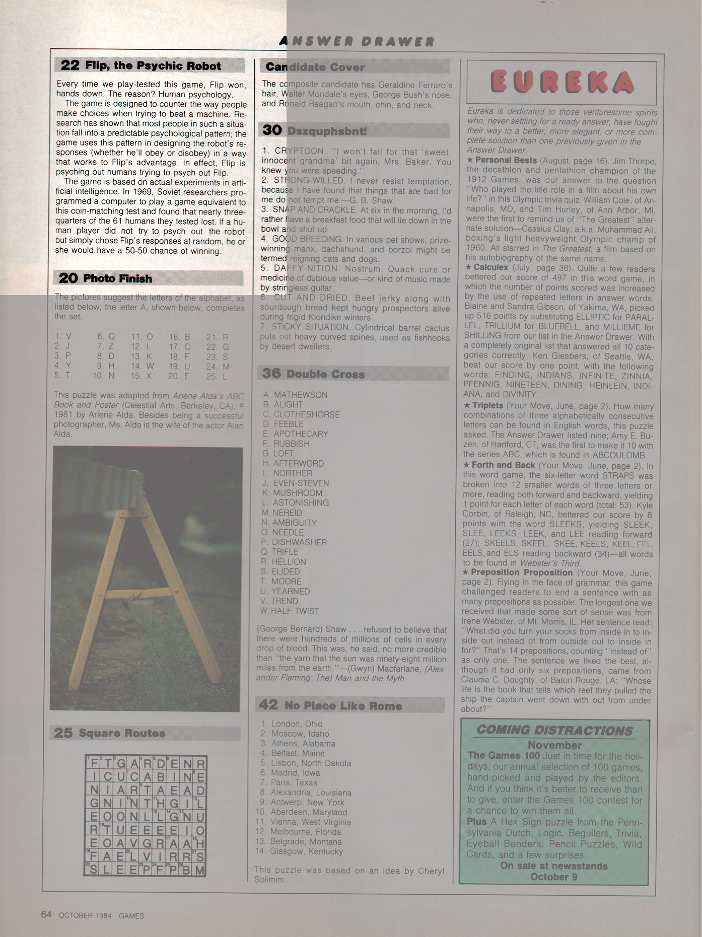 Flip the psychic robot game: answer page