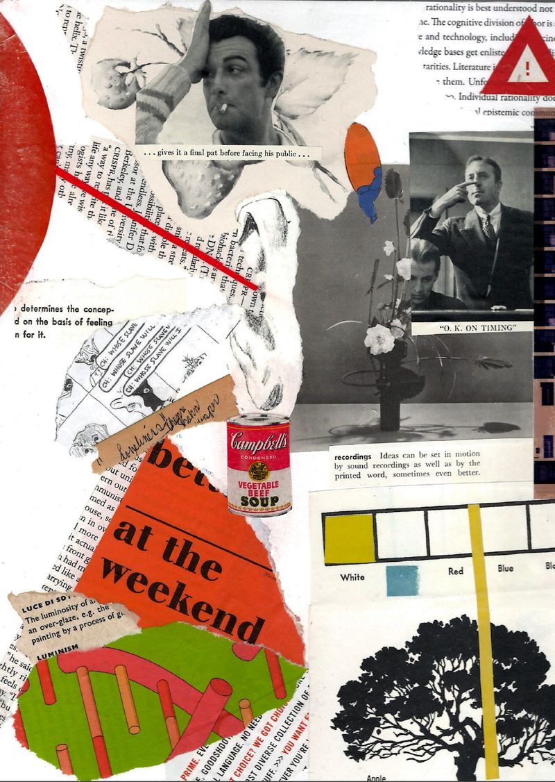 Collage made from cut up images from magazines and books