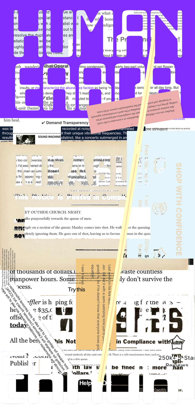 Digital collage of emails and other internet content